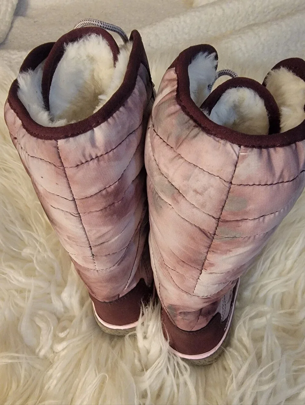 🆕️🥾Merrell Pechora Peak Winter Tie Up Boots, Burgundy/Tie Dye, Sz 6